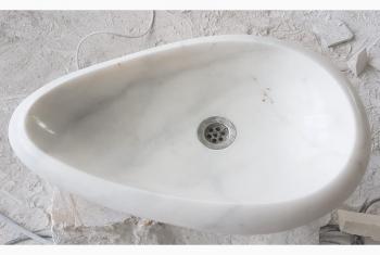 Beyaz Çakıl Taşı Lavabo