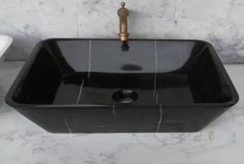 Tekne Modeli Siyah Mermer Lavabo